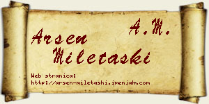 Arsen Miletaški vizit kartica